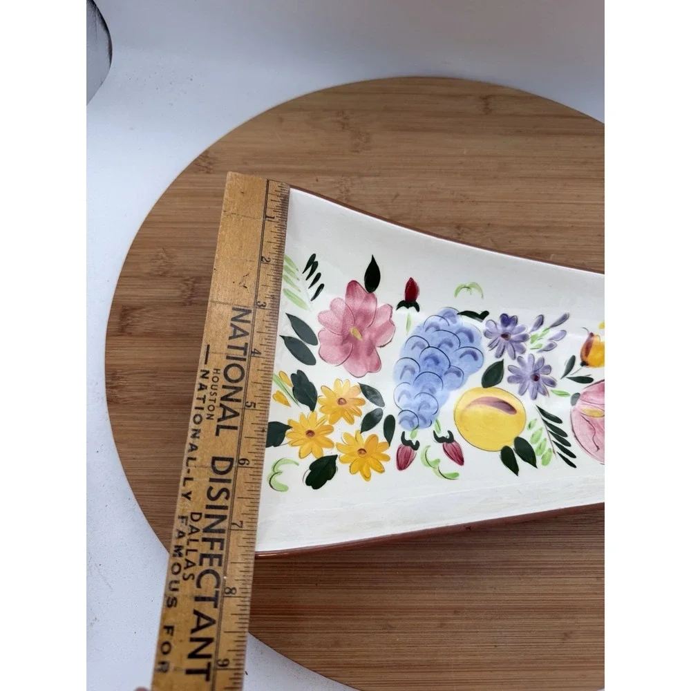 Vintage Stangl Fruit and‎ Flowers Pattern Curved Fruit Dish MCM